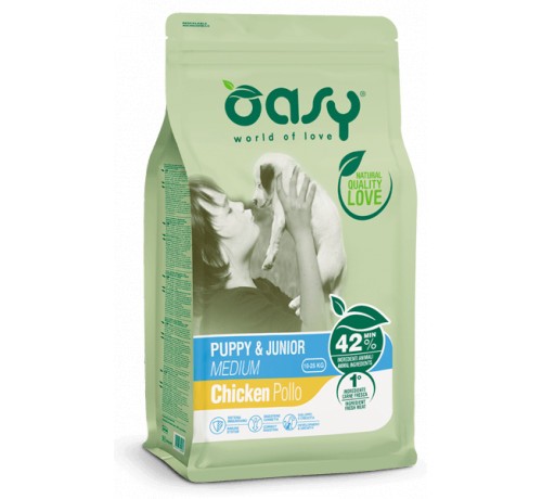 foto del prodotto oasy cane lifestage puppy amp junior medium pollo 3 kg new pack