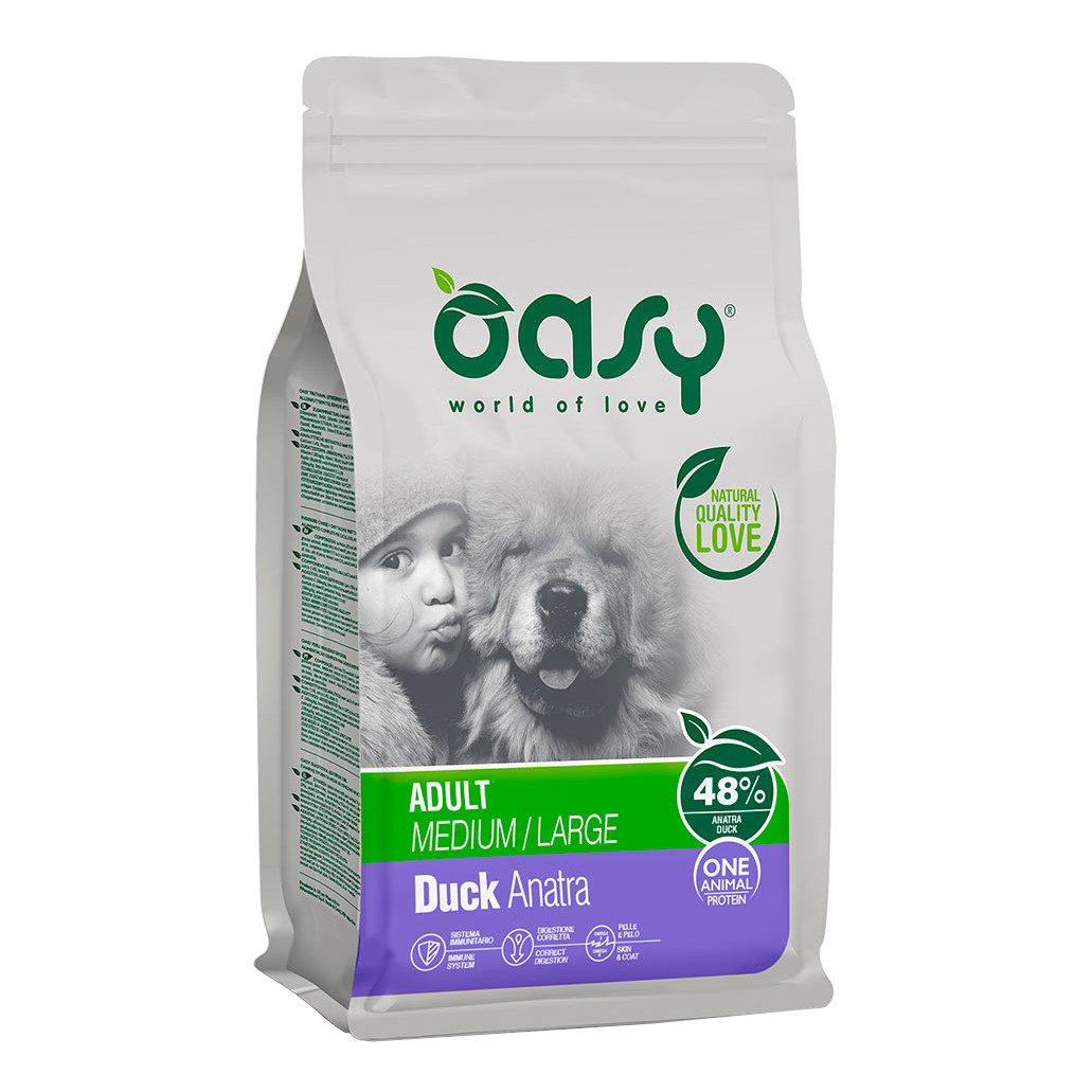 foto del prodotto oasy cane oap adulto medium amp large anatra 12 kg