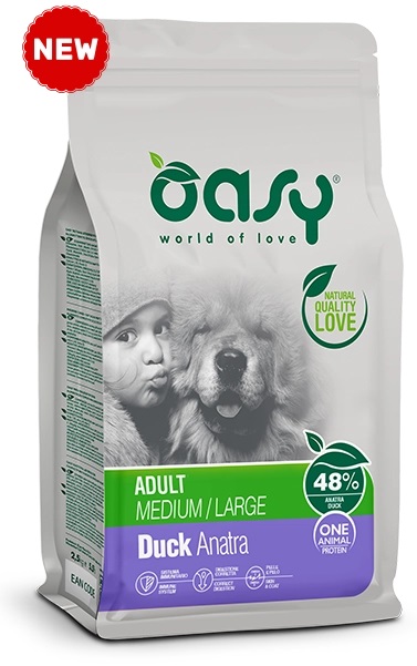 foto del prodotto oasy cane oap adulto medium amp large anatra 2,5 kg