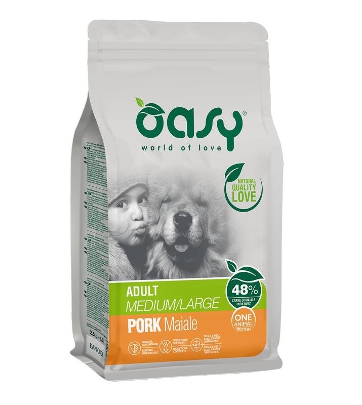 foto del prodotto oasy cane oap adulto medium amp large maiale 2,5 kg new pack