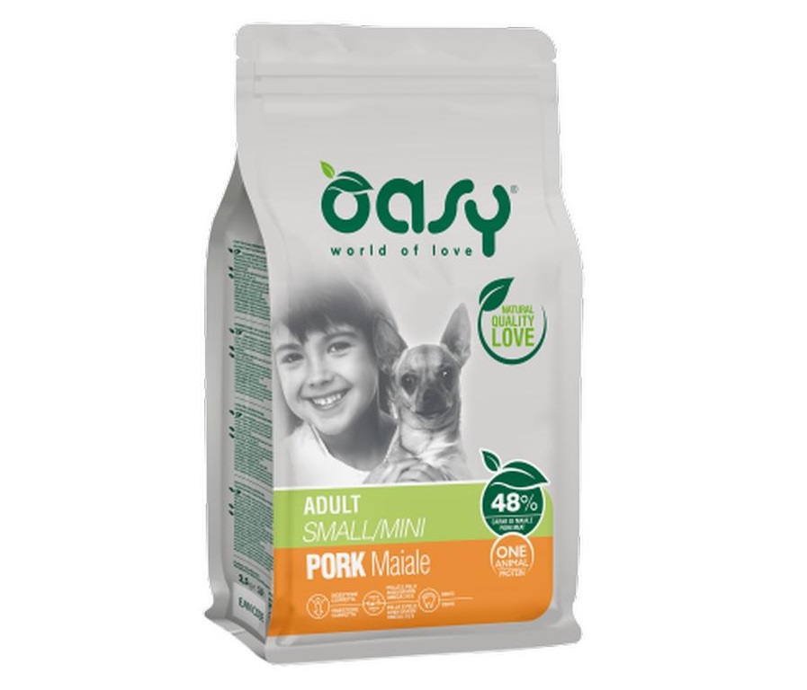 foto del prodotto oasy cane oap adulto small&amp;mini maiale 2,5 kg new pack