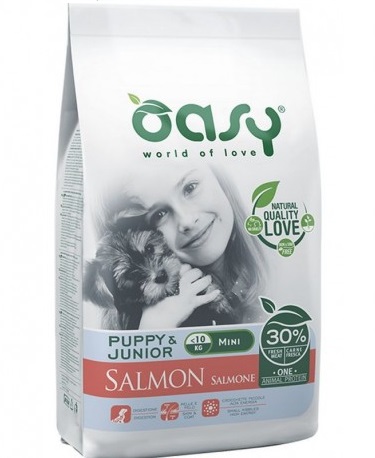 foto del prodotto oasy cane oap puppy amp junior small amp mini salmone 2,5 kg new pack