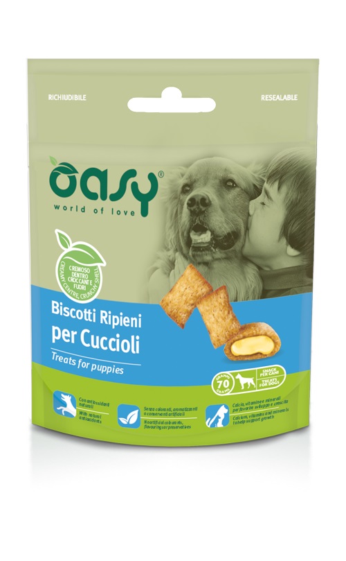 foto del prodotto oasy cane snack biscotti ripieni puppy pollo 70 gr