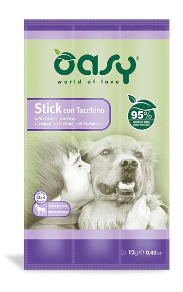 foto del prodotto oasy cane snack stick tacchino cf. (3x12) gr