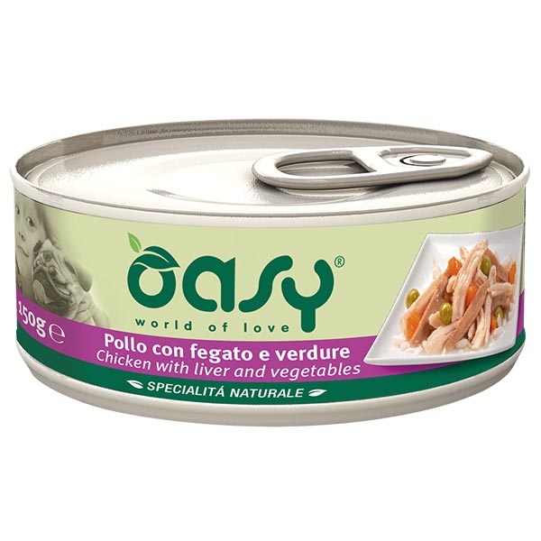 foto del prodotto oasy cane specialita 039 naturali adulto pollo, fegato amp verdure 150 gr