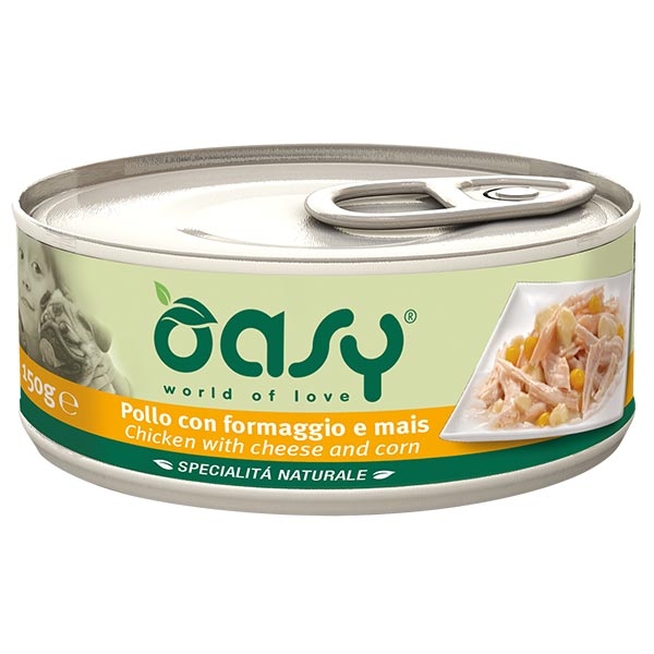 foto del prodotto oasy cane specialita 039 naturali adulto pollo, formaggio amp mais 150 gr