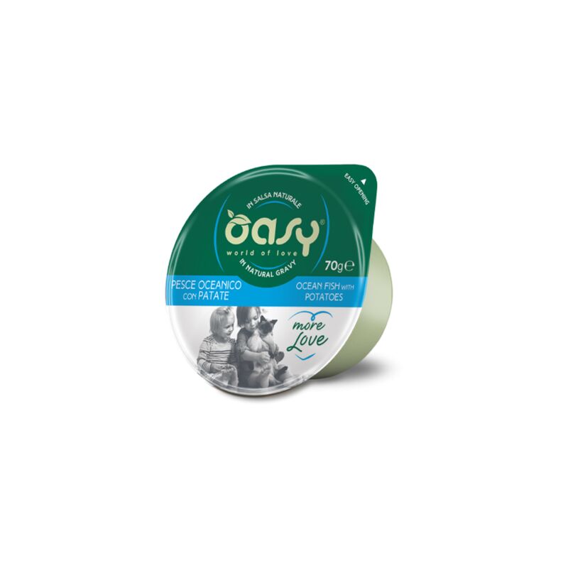 foto del prodotto oasy cat more love green cup pesce oceanico con patate cat more love green cup pesce oceanico con patate vaschetta da 70 gr, any