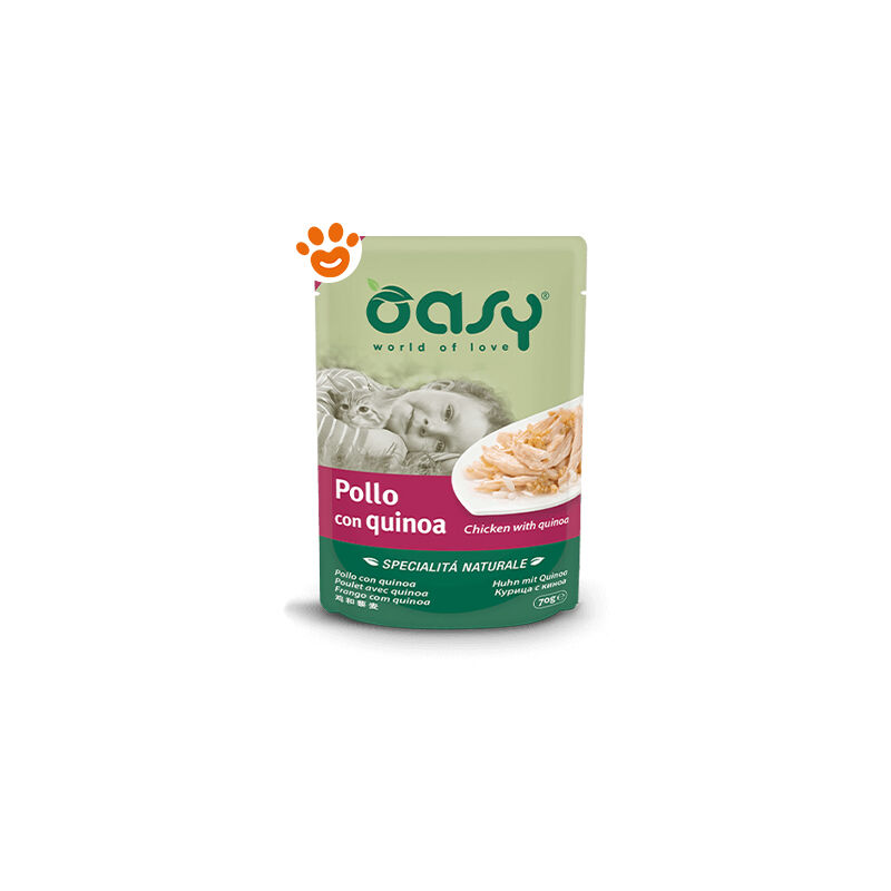 foto del prodotto oasy cat specialit naturali pollo con quinoa oasy cat specialit naturali pollo con quinoa lattina da 70 gr