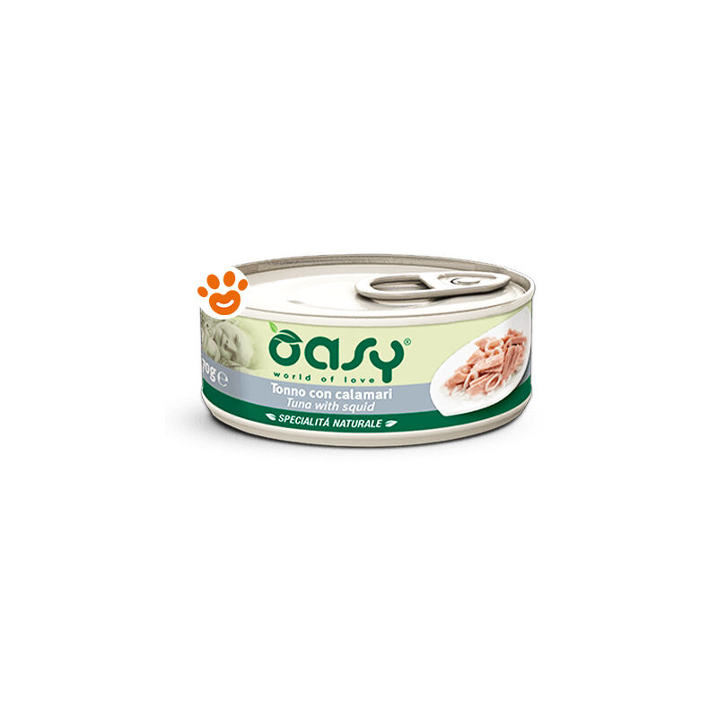 foto del prodotto oasy cat specialit naturali tonno con calamari cat specialit naturali tonno con calamari lattina da 70 gr