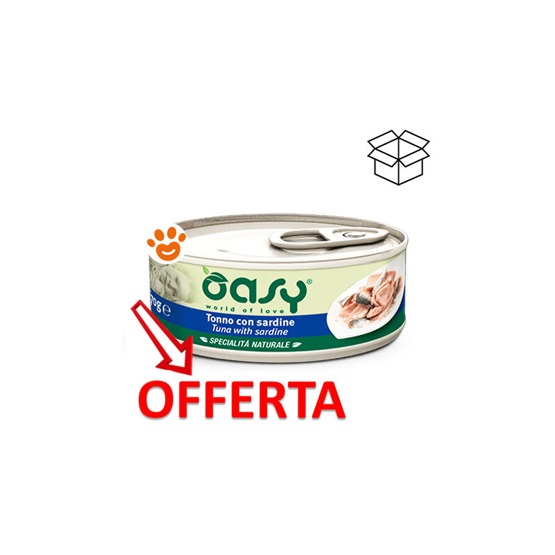 foto del prodotto oasy cat specialit naturali tonno con sardine oasy cat specialit naturali tonno con sardine lattina da 150 gr