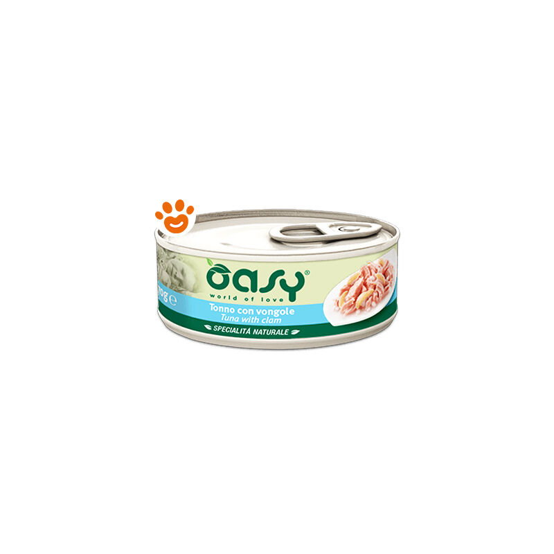 foto del prodotto oasy cat specialit naturali tonno con vongole cat specialit naturali tonno con vongole lattina da 70 gr