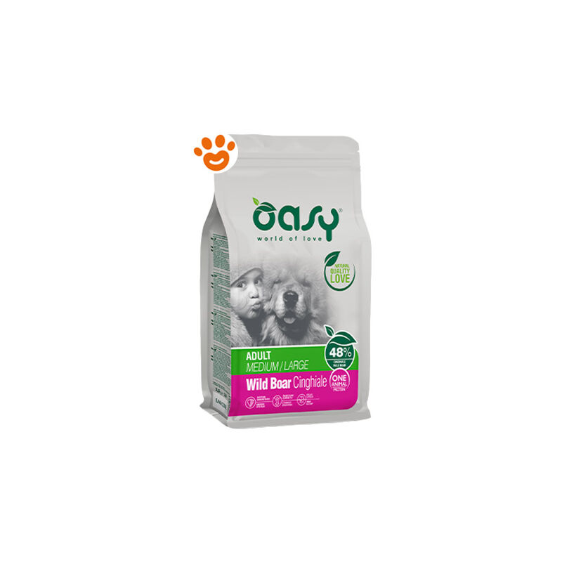 foto del prodotto oasy dog adult medium large monoproteico cinghiale dog adult medium large monoproteico cinghiale sacco da 2,5 kg