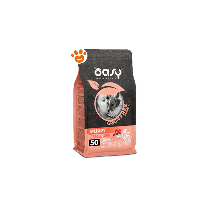 foto del prodotto oasy dog grain free puppy small mini tacchino dog grain free puppy small mini tacchino any, sacco da 2,5 kg