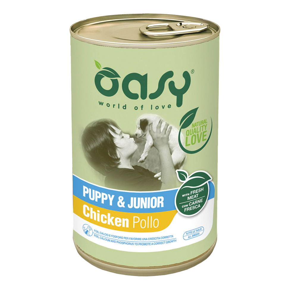 foto del prodotto oasy dog lifestage puppy junior pollo dog lifestage puppy junior pollo lattina da 400 gr