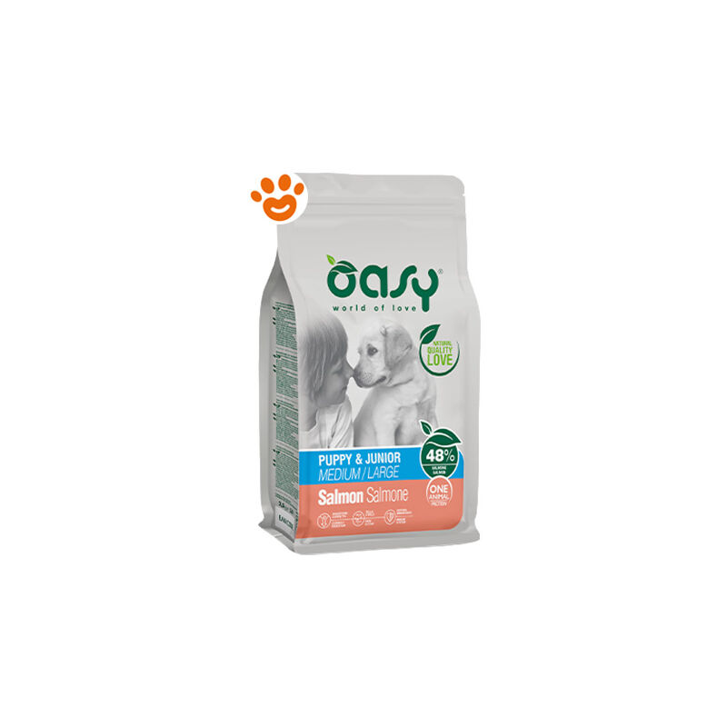 foto del prodotto oasy dog puppy e junior medium large monoproteico salmone oasy dog puppy e junior medium large monoproteico salmone sacco da 2,5 kg