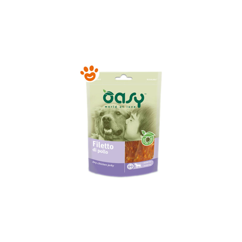 foto del prodotto oasy dog snack filetto di pollo dog snack filetto di pollo confezione da 100 gr