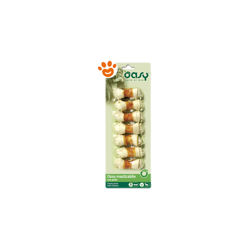 foto del prodotto oasy dog snack osso masticabile al pollo taglia small 2 12 kg dog snack osso masticabile al pollo taglia small 2 12 kg confezione da 90 gr