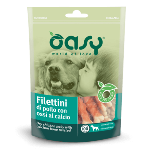 foto del prodotto oasy filettini di pollo con ossi al calcio - 100 gr - 1 ordine scegli lo sconto bzr5 bzr20 200 punti fedeltà