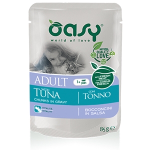 foto del prodotto oasy gatto bocconcini in salsa adulto tonno 85 gr
