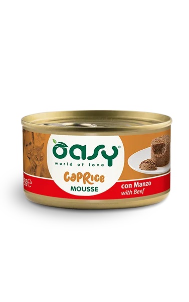 foto del prodotto oasy gatto caprice mousse adulto manzo 85 gr