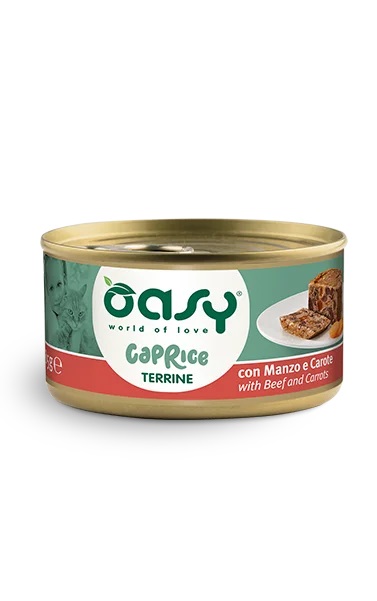 foto del prodotto oasy gatto caprice terrine adulto manzo &amp; carote 85 gr