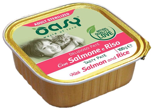 foto del prodotto oasy gatto delizioso pate 039 adulto sterilizzato salmone amp riso 100 gr