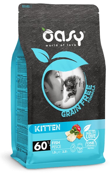 foto del prodotto oasy gatto grain free kitten pesce 300 gr