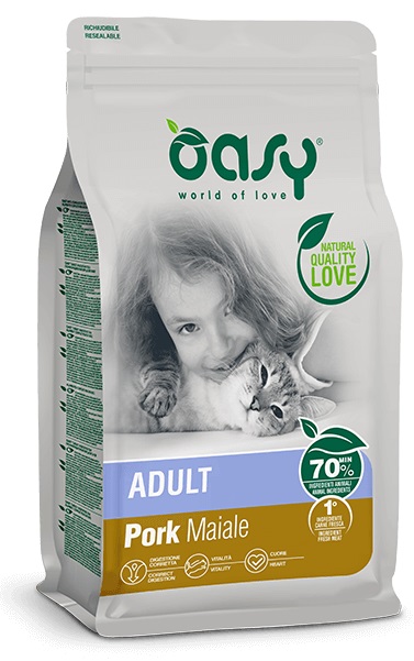 foto del prodotto oasy gatto lifestage adulto maiale 300 gr
