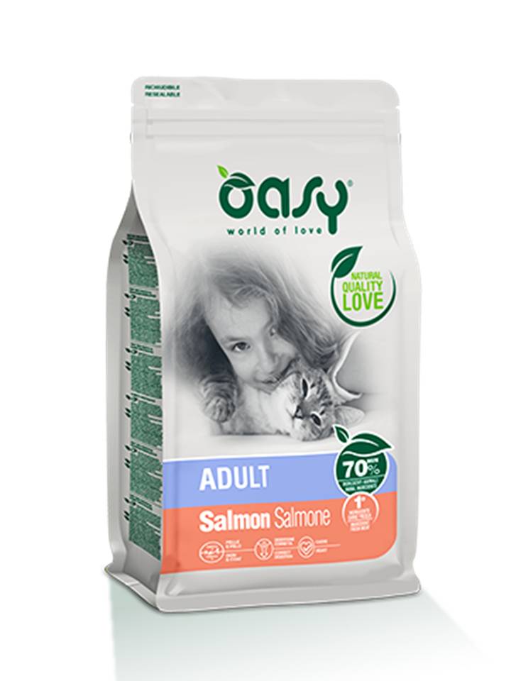 foto del prodotto oasy gatto lifestage adulto salmone 7,5 kg new pack