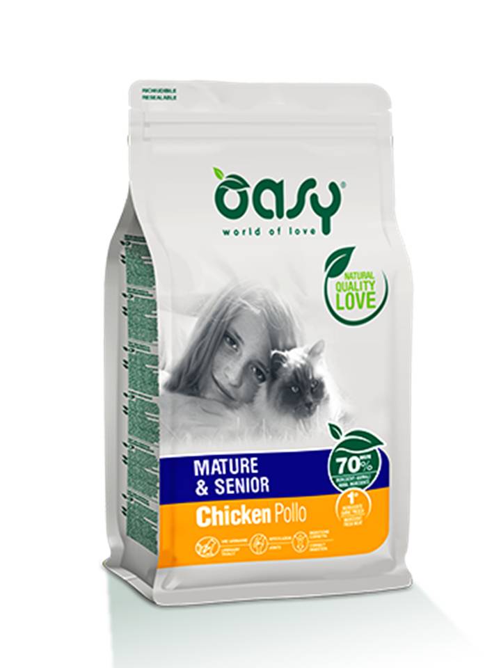 foto del prodotto oasy gatto lifestage mature amp senior pollo 300 gr new pack