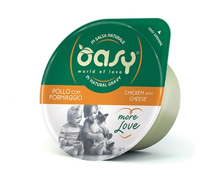 foto del prodotto oasy gatto more love in cup adulto pollo amp formaggio 70 gr