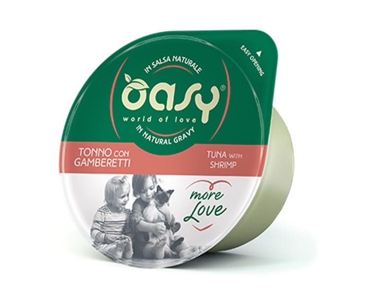 foto del prodotto oasy gatto more love in cup adulto tonno amp gamberetti 70 gr