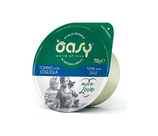 foto del prodotto oasy gatto more love in cup adulto tonno amp sogliola 70 gr
