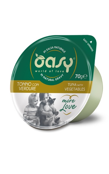 foto del prodotto oasy gatto more love in cup adulto tonno amp verdure 70 gr