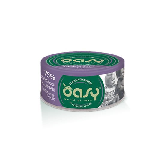 foto del prodotto oasy gatto more love in lattina adulto tonno amp calamari 70 gr
