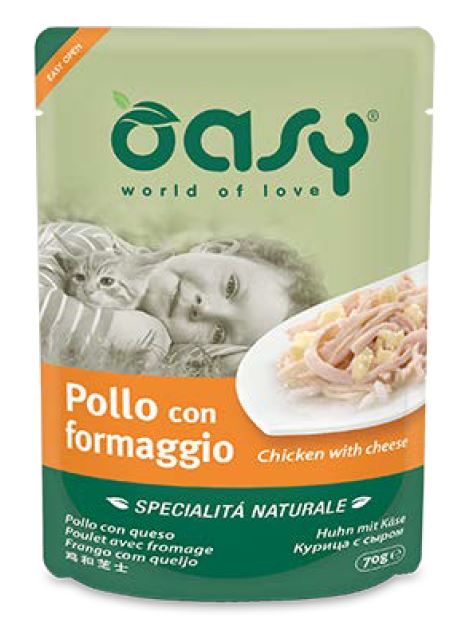 foto del prodotto oasy gatto specialita 039 naturali in busta adulto pollo amp formaggio 70 gr