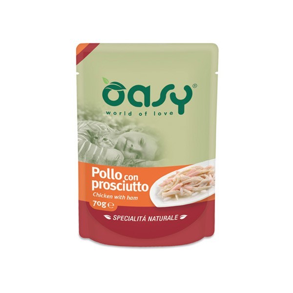foto del prodotto oasy gatto specialita 039 naturali in busta adulto pollo amp prosciutto 70 gr