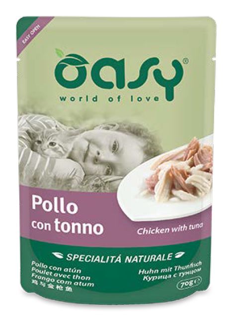 foto del prodotto oasy gatto specialita 039 naturali in busta adulto pollo amp tonno 70 gr