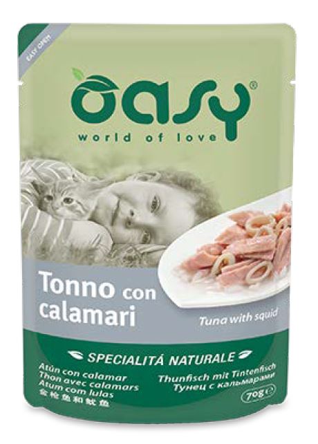 foto del prodotto oasy gatto specialita 039 naturali in busta adulto tonno amp calamari 70 gr