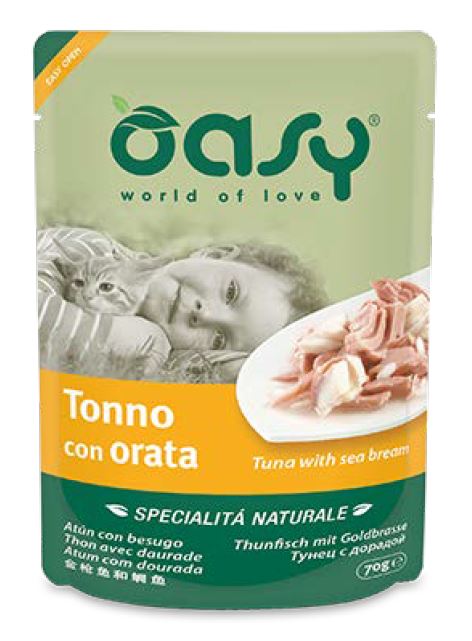 foto del prodotto oasy gatto specialita 039 naturali in busta adulto tonno amp orata 70 gr