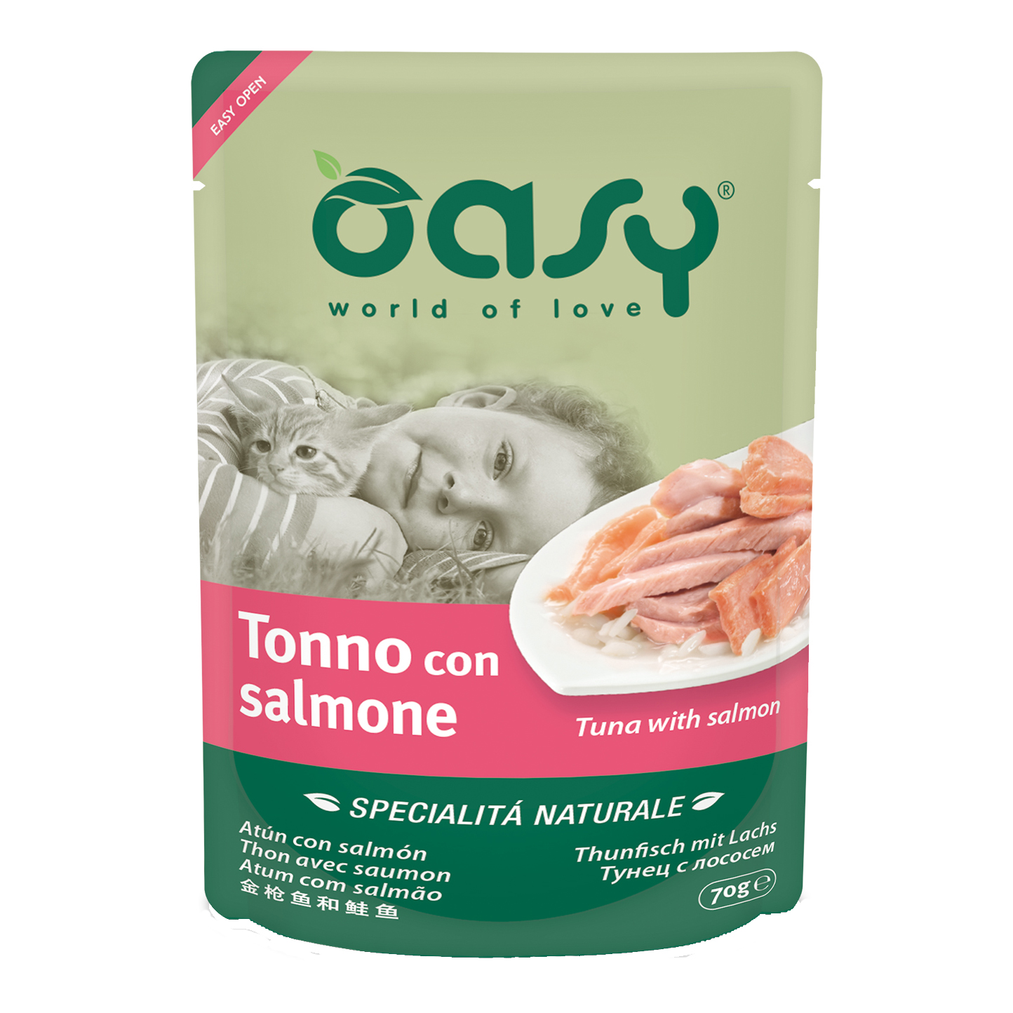 foto del prodotto oasy gatto specialita 039 naturali in busta adulto tonno amp salmone 70 gr