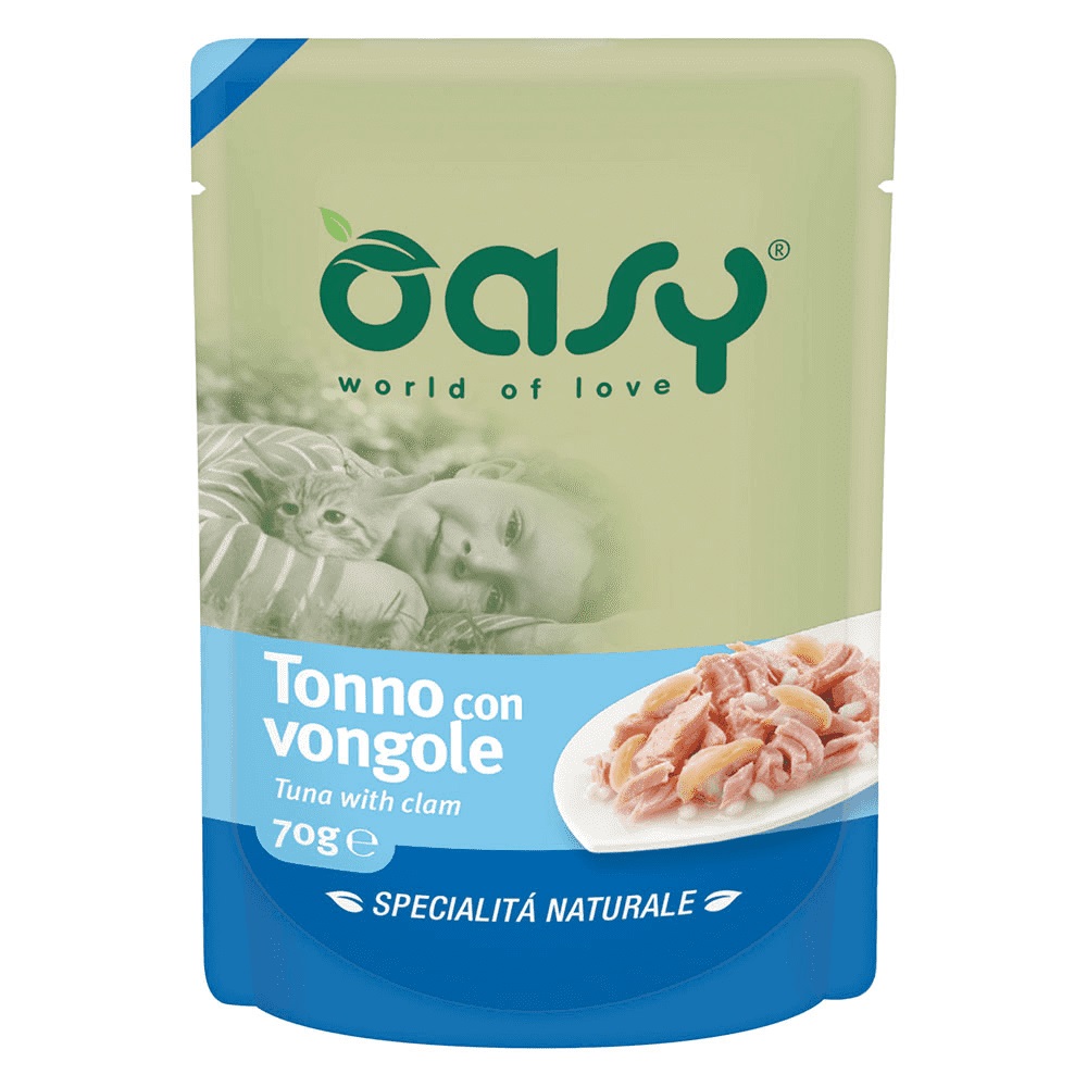 foto del prodotto oasy gatto specialita 039 naturali in busta adulto tonno amp vongole 70 gr