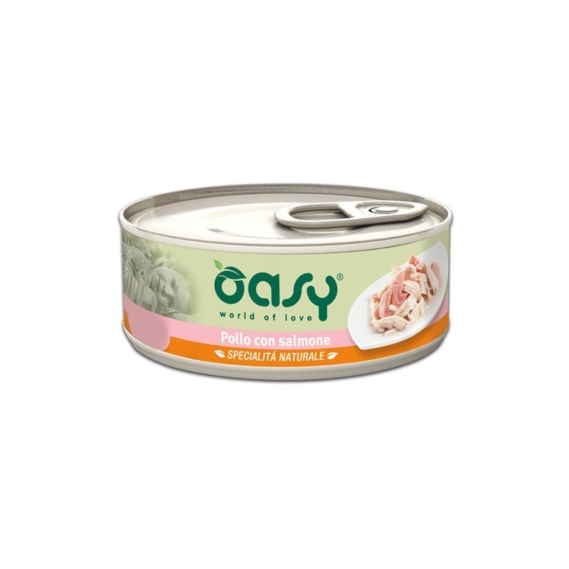 foto del prodotto oasy gatto specialita 039 naturali in lattina adulto pollo amp salmone 150 gr