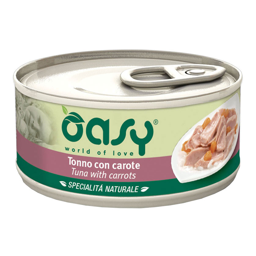 foto del prodotto oasy gatto specialita 039 naturali in lattina adulto tonno amp carote 70 gr