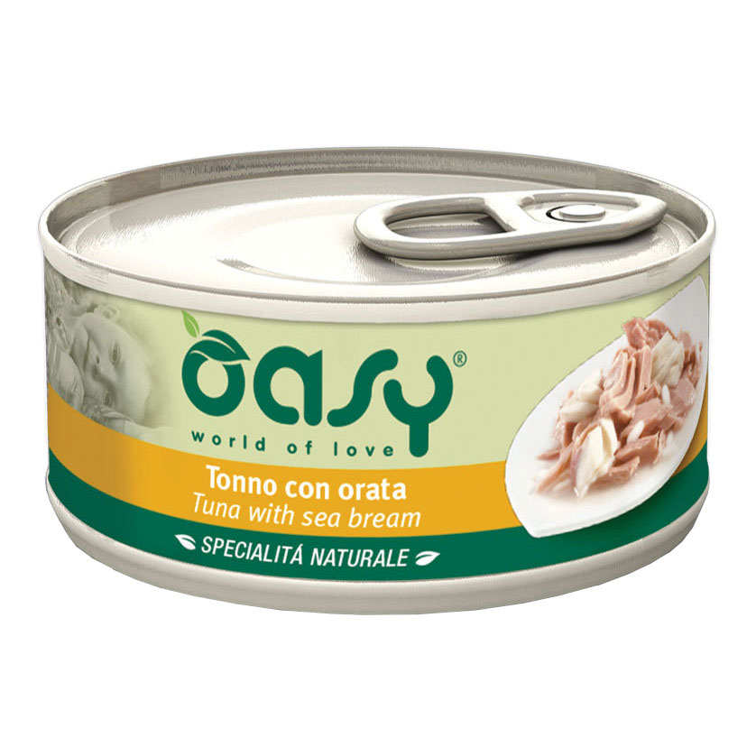 foto del prodotto oasy gatto specialita 039 naturali in lattina adulto tonno amp orata 70 gr