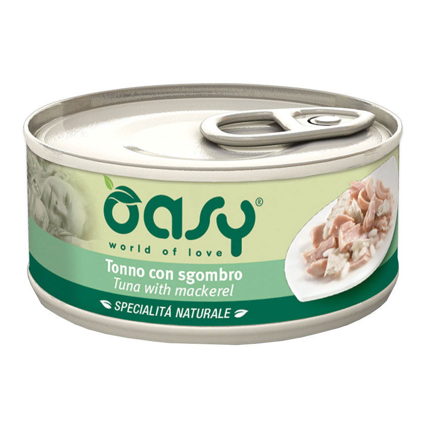 foto del prodotto oasy gatto specialita 039 naturali in lattina adulto tonno amp sgombro 70 gr