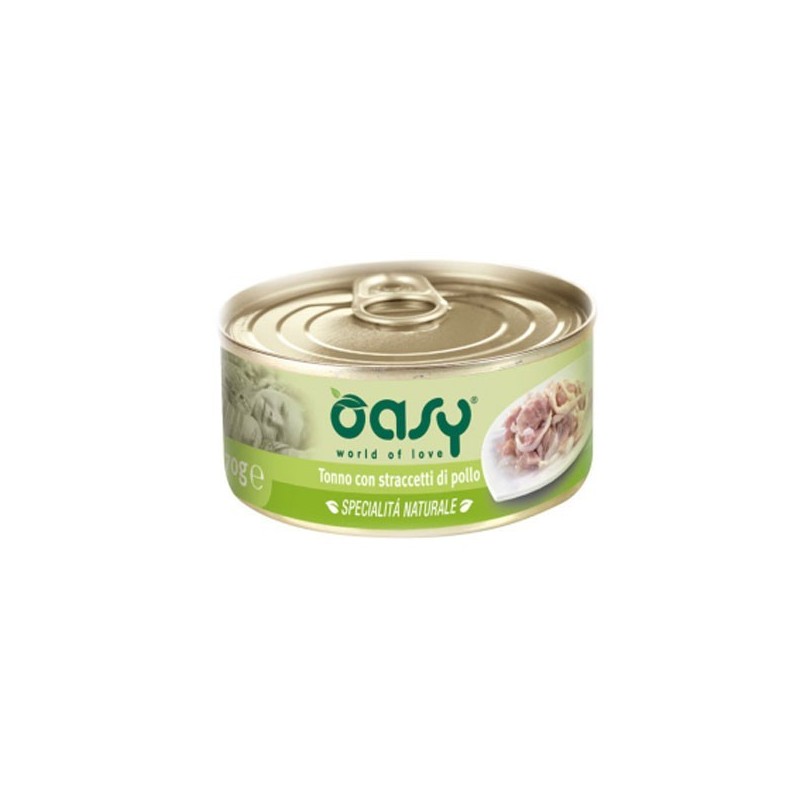 foto del prodotto oasy gatto specialita 039 naturali in lattina adulto tonno amp straccetti di pollo 150 gr