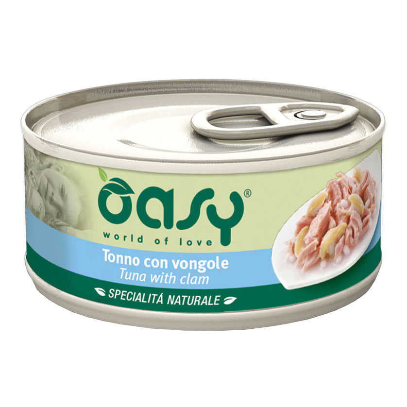 foto del prodotto oasy gatto specialita 039 naturali in lattina adulto tonno amp vongole 70 gr