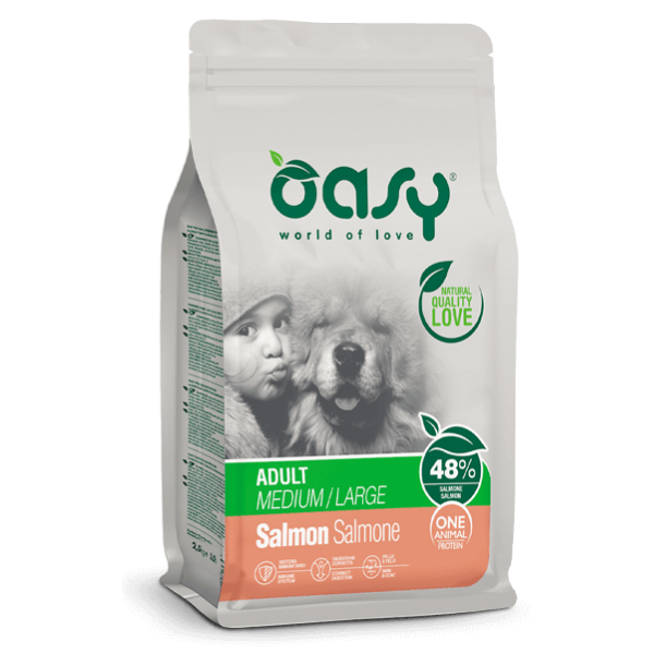 foto del prodotto oasy monoproteico adult medium large salmone 12 kg crocchette monoproteiche cane 1 ordine scegli lo sconto bzr5 bzr20 200 punti fedelt 