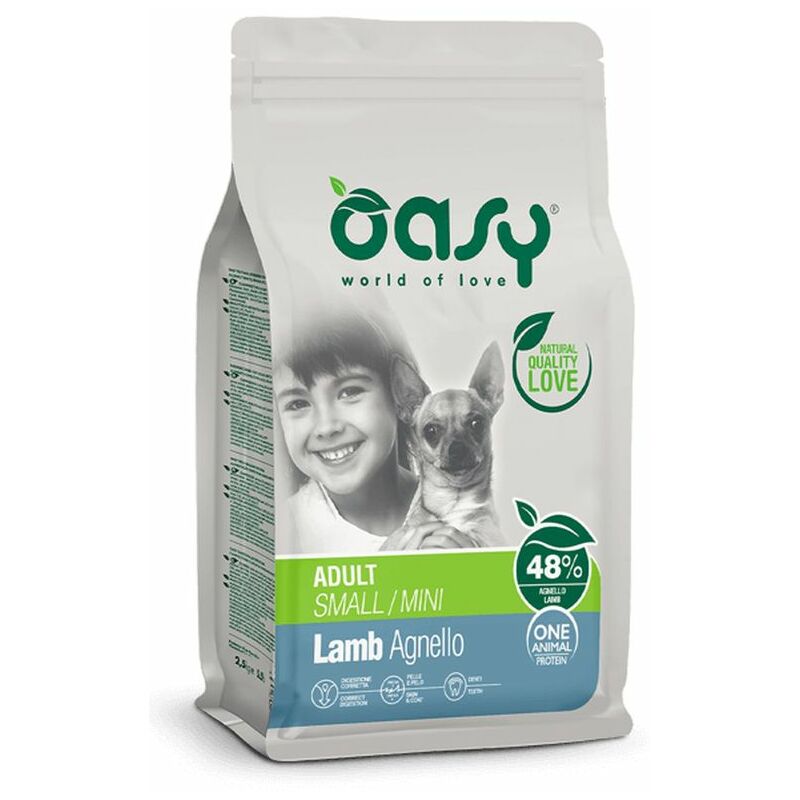 foto del prodotto oasy monoproteico adult mini agnello 2,5 kg crocchette monoproteiche cane 1 ordine scegli lo sconto bzr5 bzr20 200 punti fedelt 